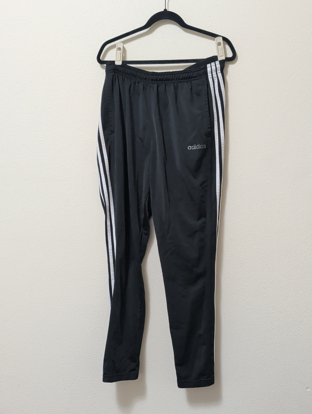adidas Black Track Pants with White Triple Stripes